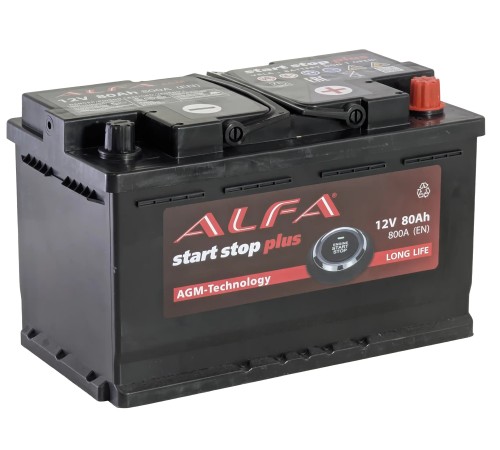 ALFA AGM  80Ah 800A Обратная (R+)