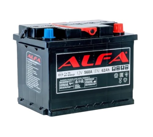 ALFA HYBRID  62Ah 560A Обратная (R+)