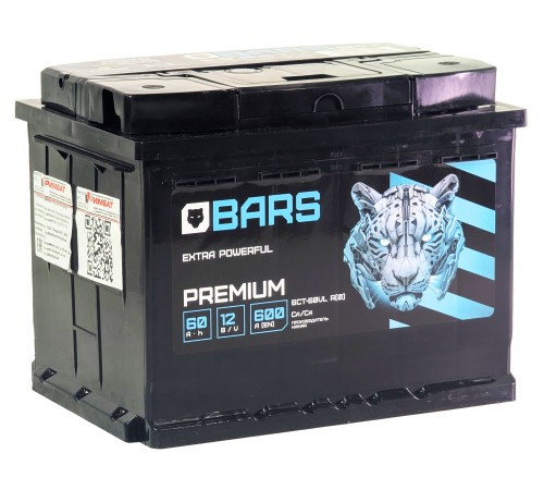 Bars PREMIUM  60Ah 600A Обратная (R+)