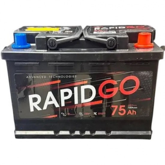 Аккумулятор RAPID 75 Аh Rapid Go R+ 75Ah/680 Обратная R+ 278x175x190