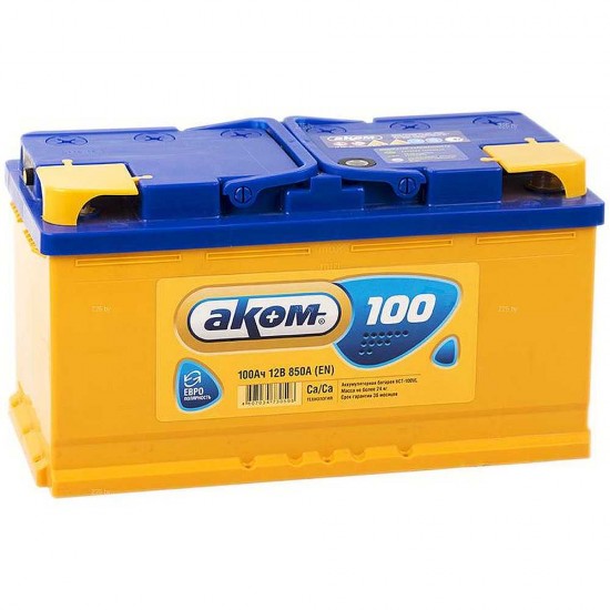 Аккумулятор АКОМ 6СТ-100 Евро 100Ah/920 Обратная R+ 353x175x190