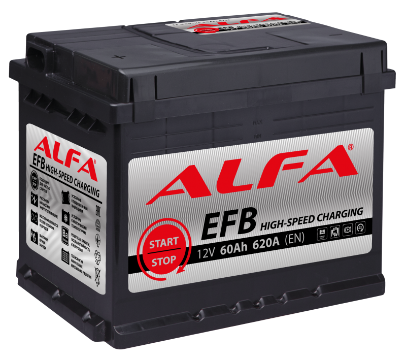 ALFA 6СТ-60 EFB 60Ah/620 (-  +) 242x175x190