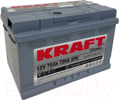 KRAFT 6СТ-75 (низкий) 75Ah/720 (- +) 278x175x175